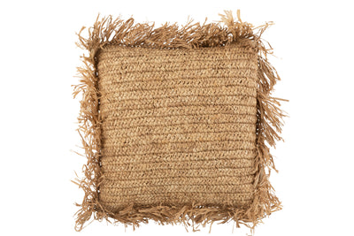 Raffia-Kissen Natur mit dekorativen Fransen im Boho-Stil