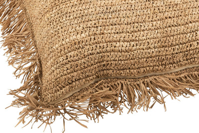 Großes Raffia-Kissen Natur im Boho-Stil