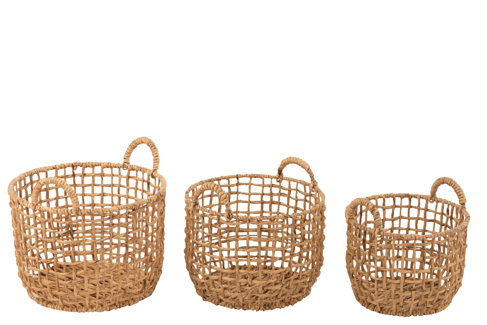 Korbset Wasserhyazinthe Natur 3-teilig mit Griffen
