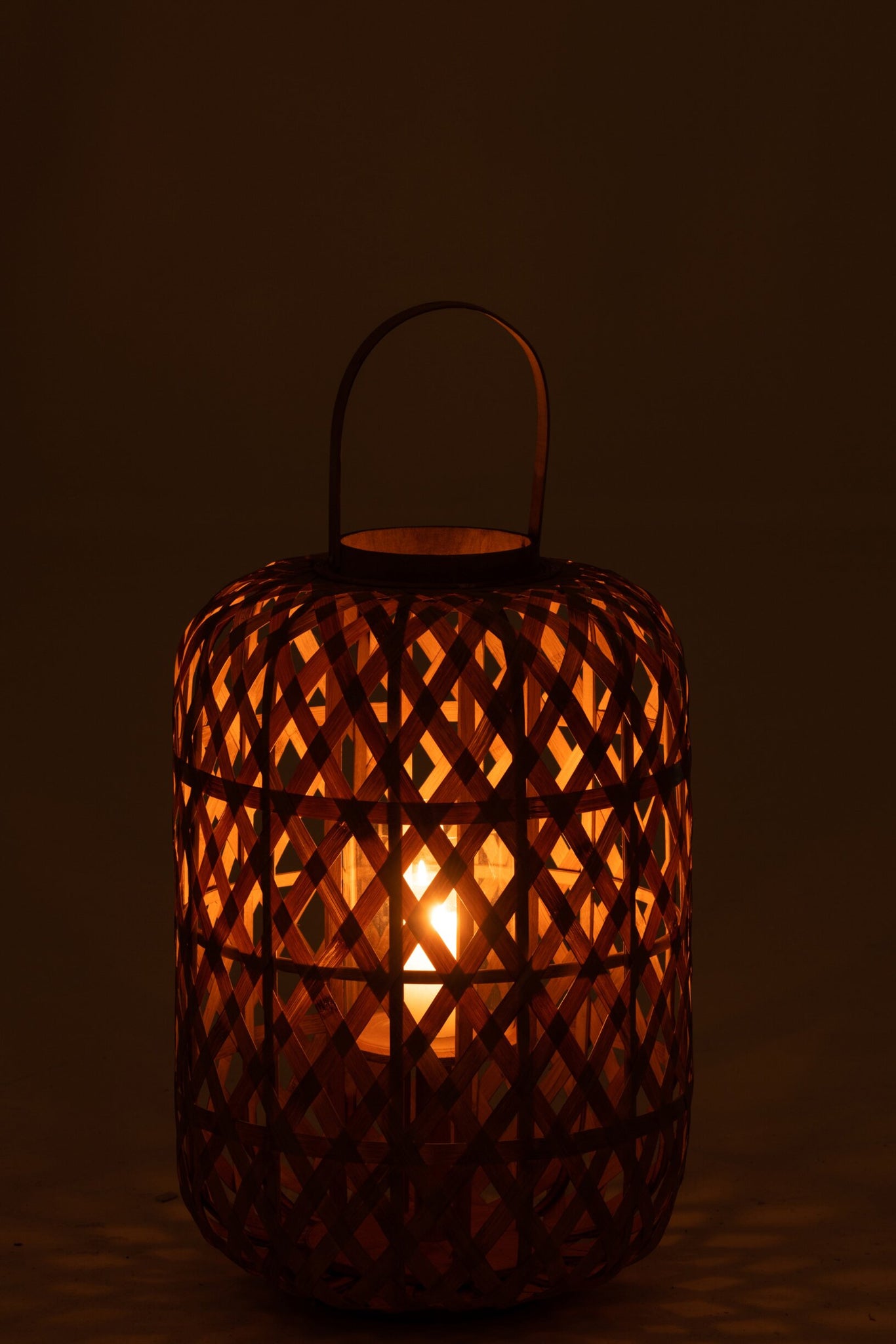 Boho Windlicht aus Bambus mit Kerze