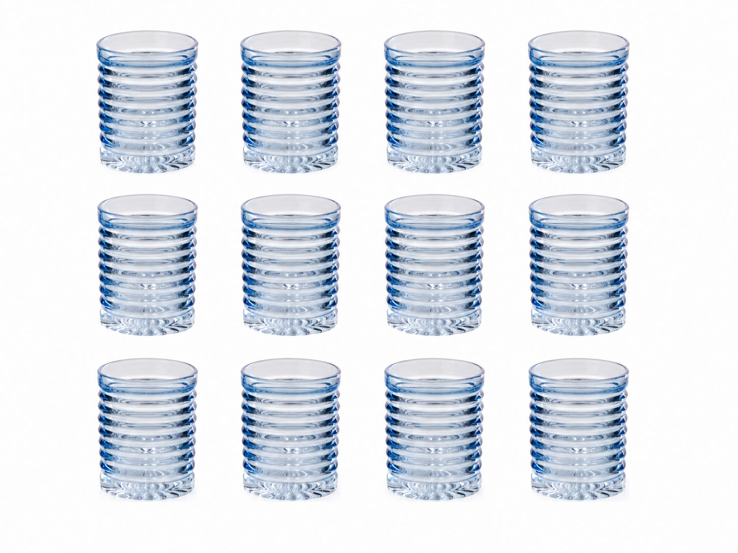 Lot de 12 - Verre à boire bleu clair – Verre cannelé