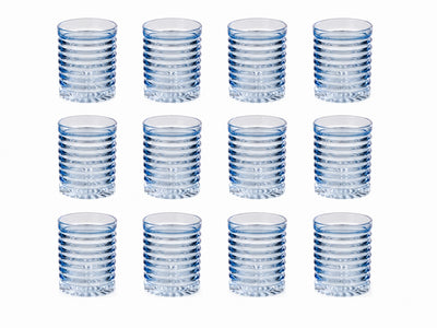 Lot de 12 - Verre à boire bleu clair – Verre cannelé