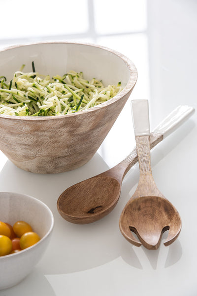 Schale `` Valldemossa ´´ aus Mangoholz – Weiß (M)