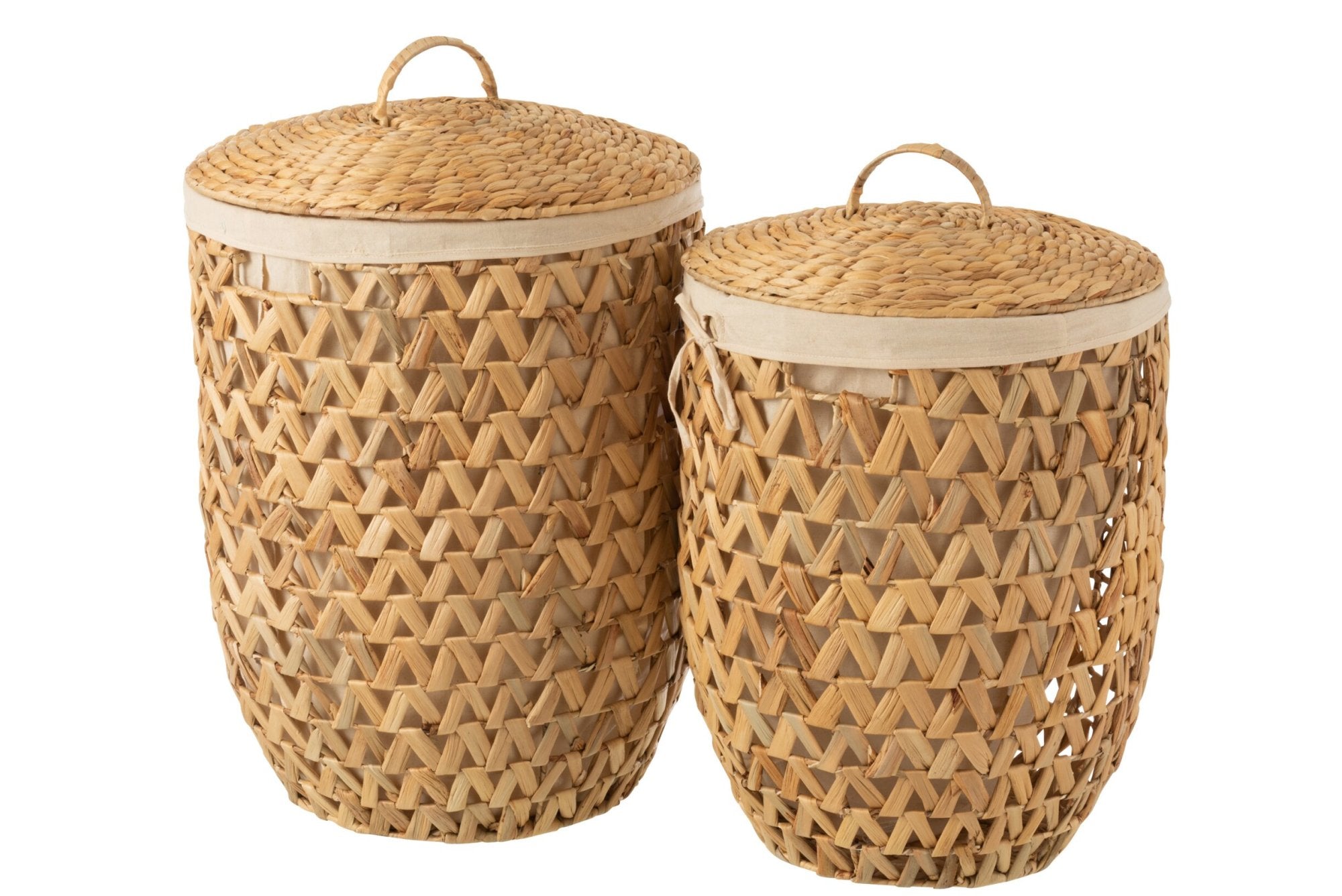 Boho Wäschekorb Set mit Deckel in Naturfarben