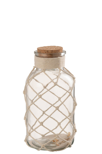 Glasvase mit Sand und Muscheln maritime Dekoration