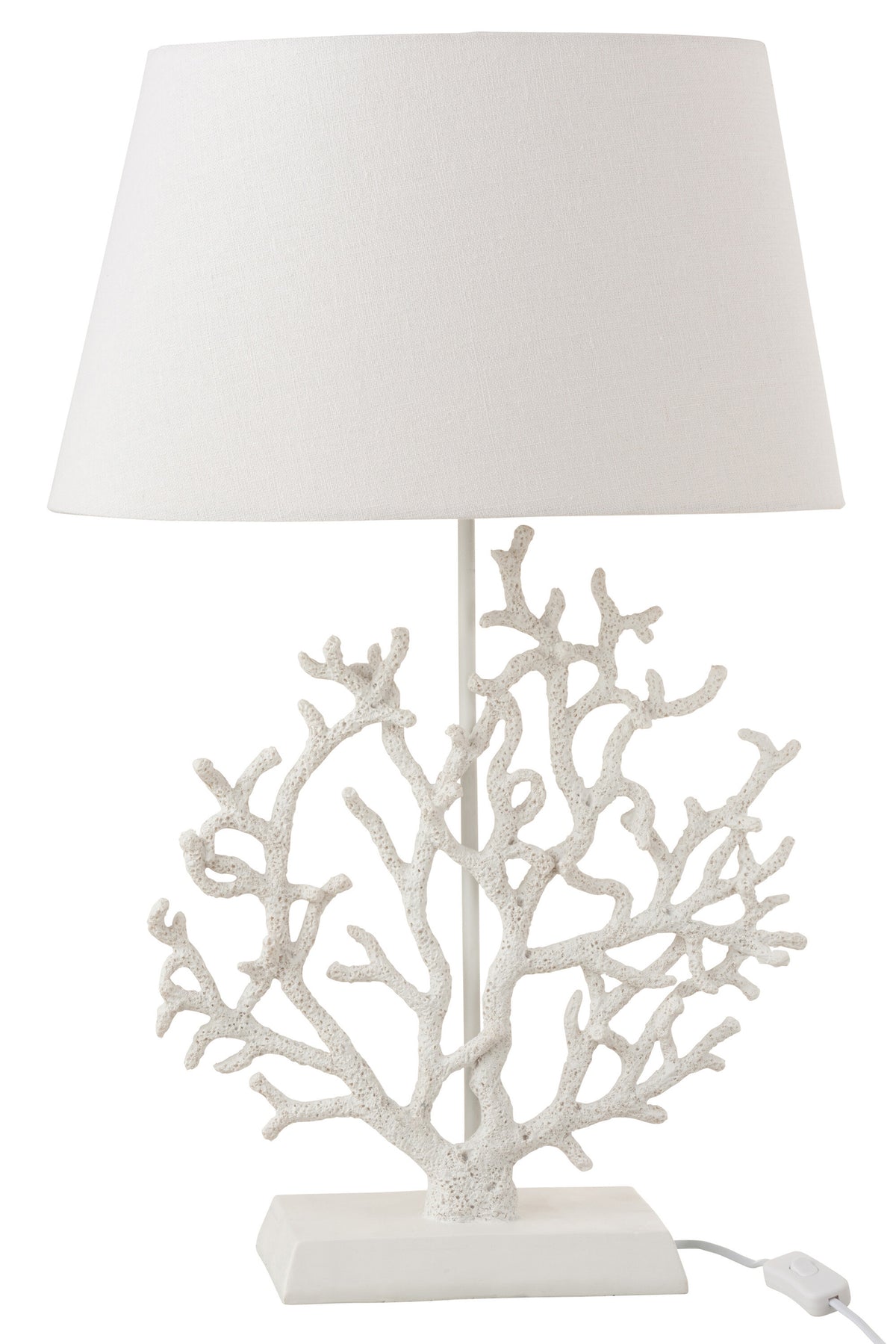Weiße Tischlampe mit Korallen-Dekor
