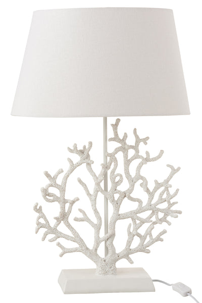 Weiße Tischlampe mit Korallen-Dekor

