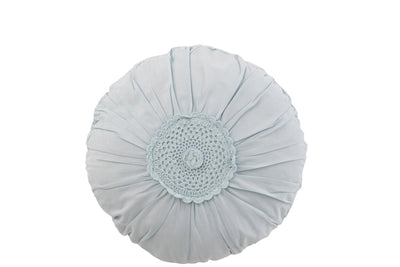 Rundes Spitzen-Kissen Blau aus Baumwolle