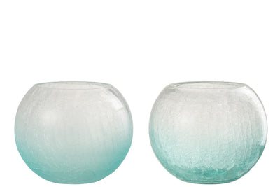 Windlicht glas blau 2er set dekorativ maritim
