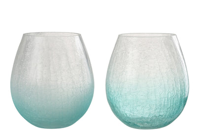 2er Set Windlichter aus Glas in Blau mit sanftem Farbverlauf