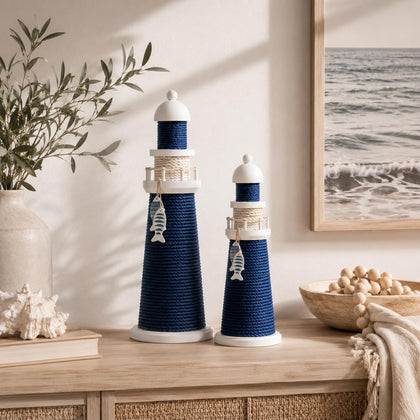 2 unidades - Faro decorativo - Azul/Blanco, (M) + (L)
