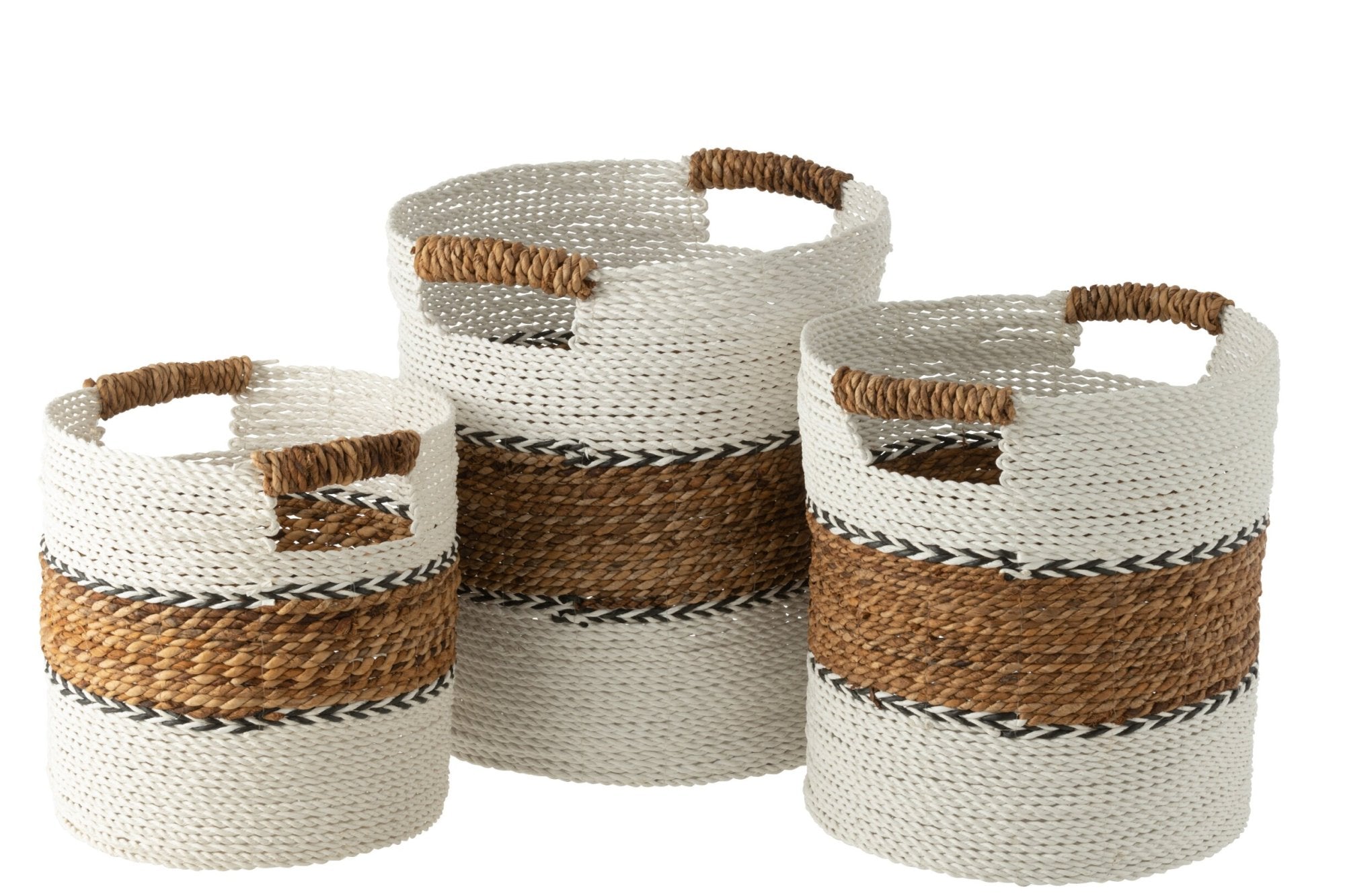 Boho Korbset Weiß Natur für stilvolle Wohnraumorganisation