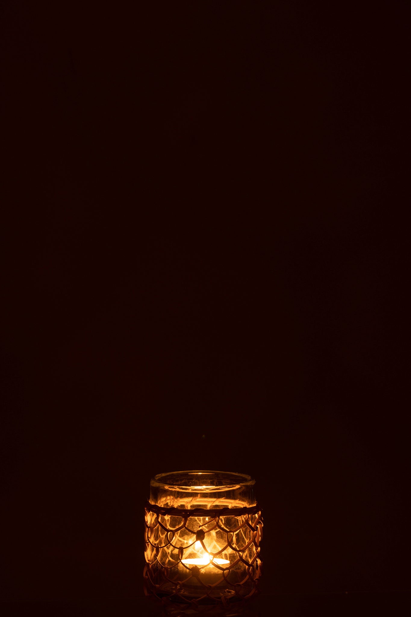 glas jute netz kerzenlicht