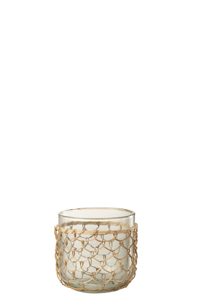 windlicht glas jute boho kerzenhalter natur deko