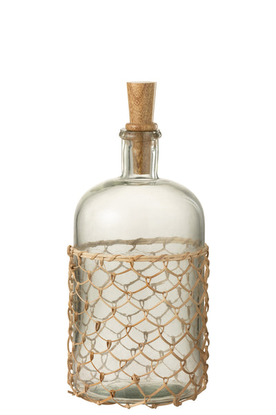 deko glasflasche rattan korken boho küstenstil