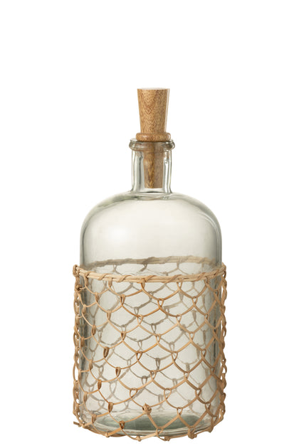 deko glasflasche rattan korken boho küstenstil