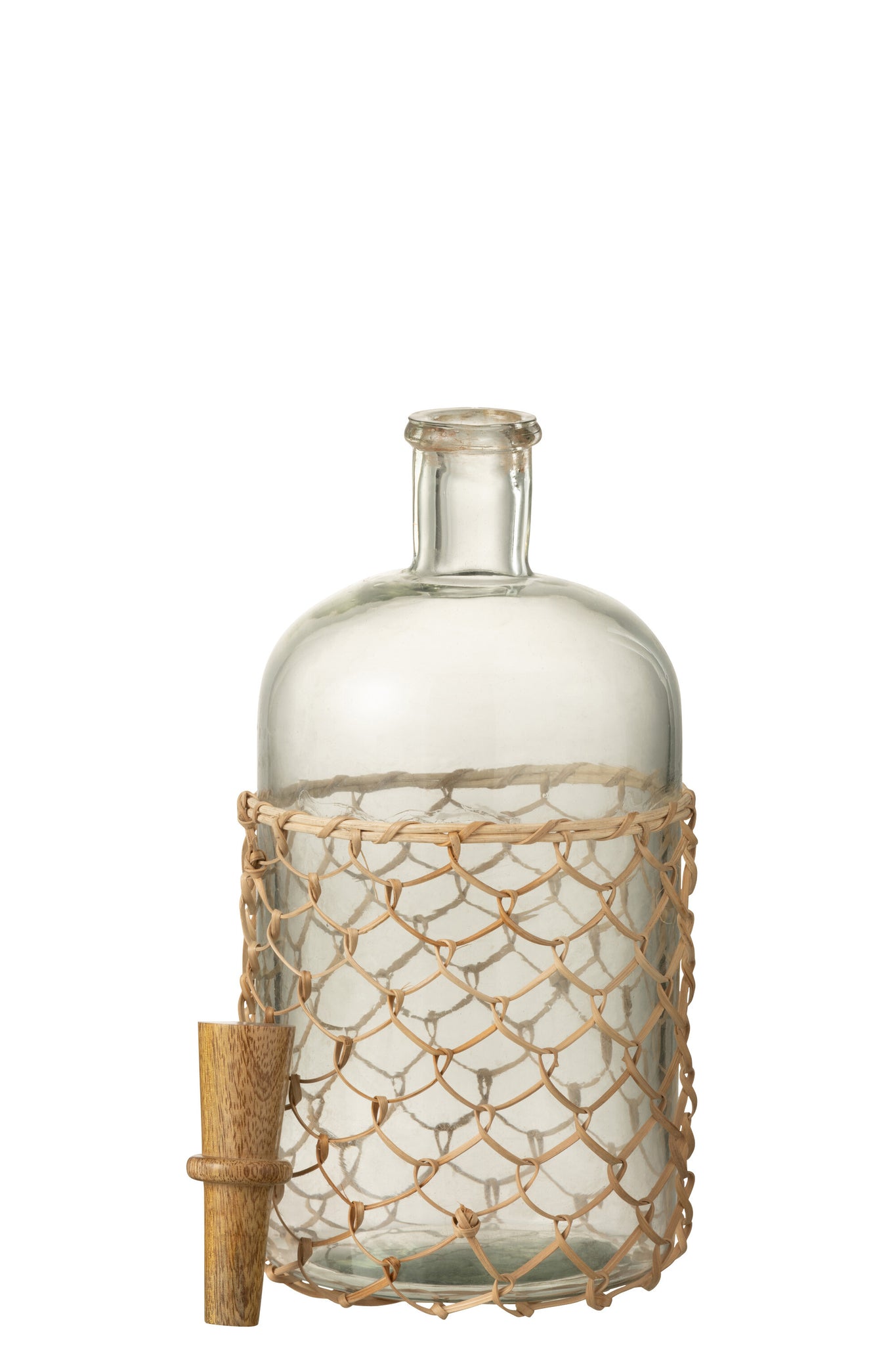 glasflasche rattan detail natur boho deko
