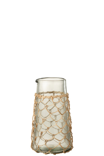 Karaffe aus Glas mit Jutegeflecht (M)