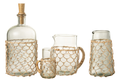 karaffe set glas jute sommer terrasse getränke