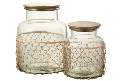 glas jute netz detail natur stil