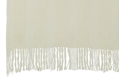 Strickdecke mit Fransen - weiß