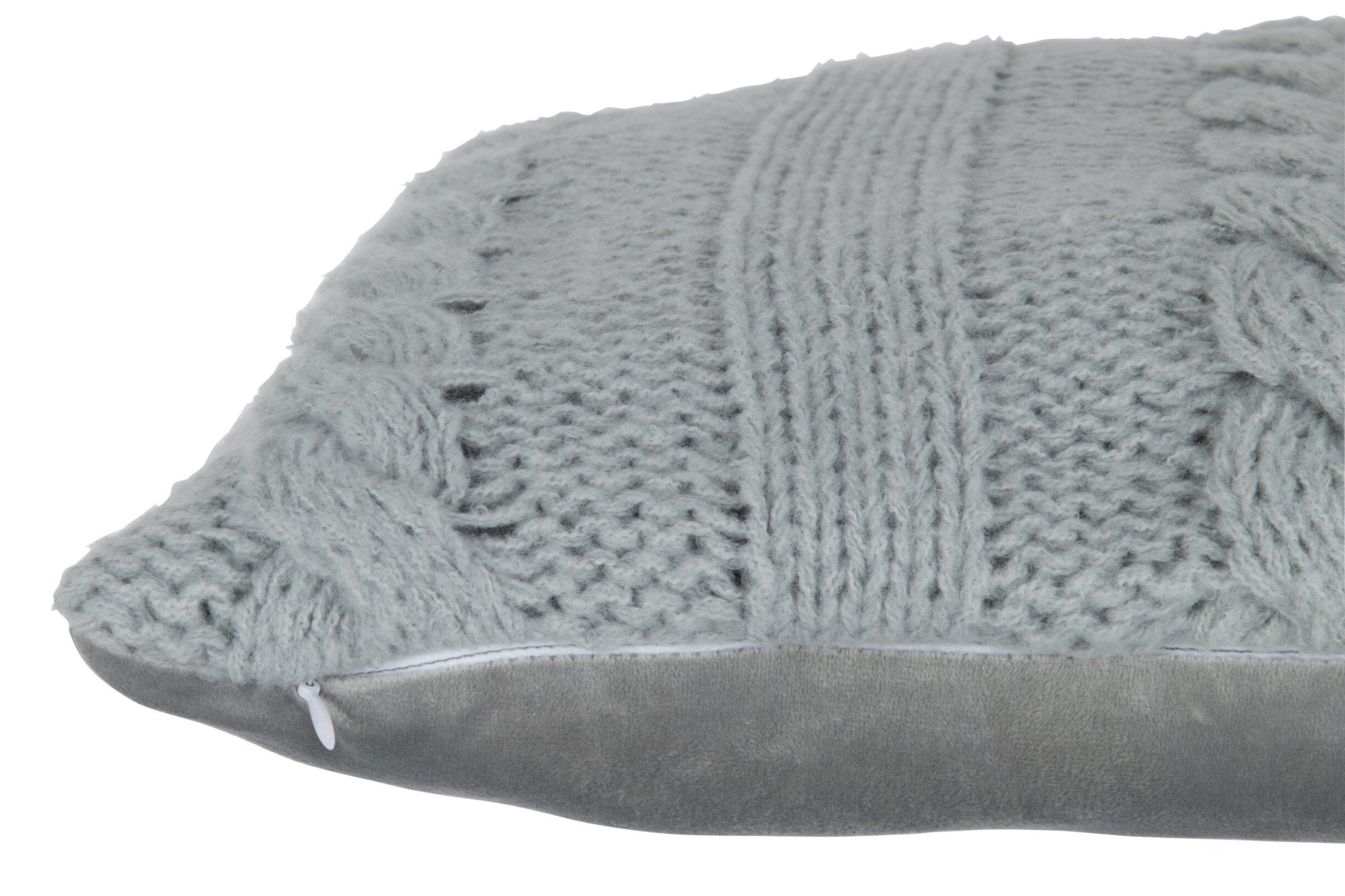 Detailaufnahme des Zopfmusters am Strickkissen