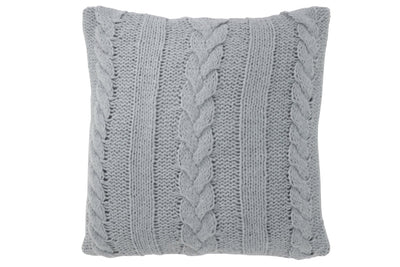 Strickkissen mit Zopfmuster in Grau