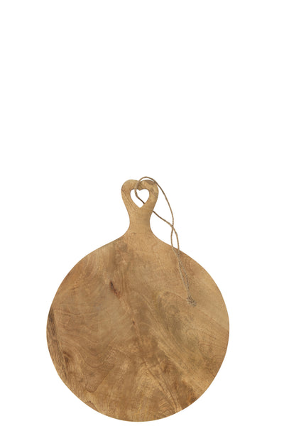 Rundes Schneidebrett mit Herzgriff aus Mangoholz – Natur (Klein)