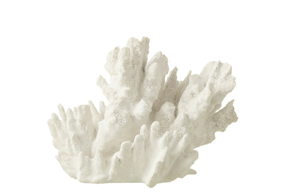 Weiße Koralle Deko aus Polyresin im maritimen Stil