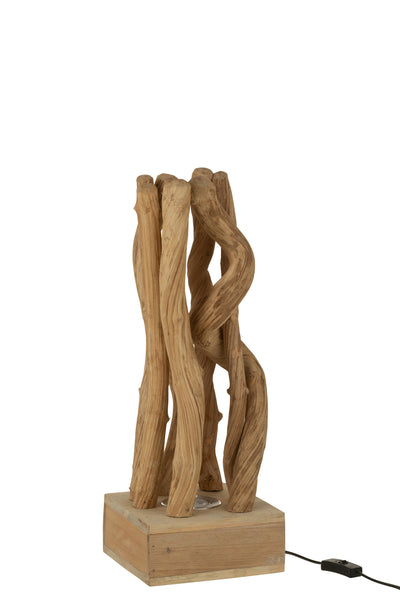 tischlampe holz natur äste design lampe