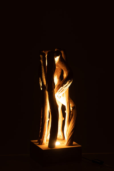 holz lampe eingeschaltet warmes licht stimmung
