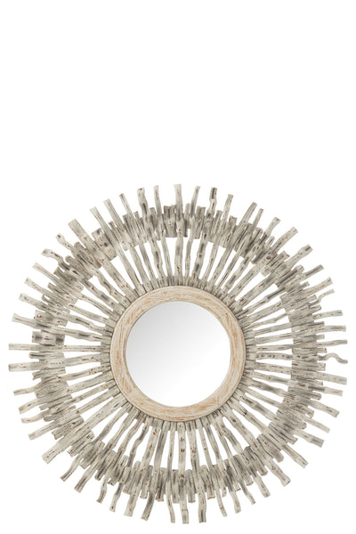 sonnenspiegel holz white washed boho wandspiegel rund