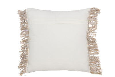 Kissen Webstruktur Fransen Weiß Beige Sofa Kissen