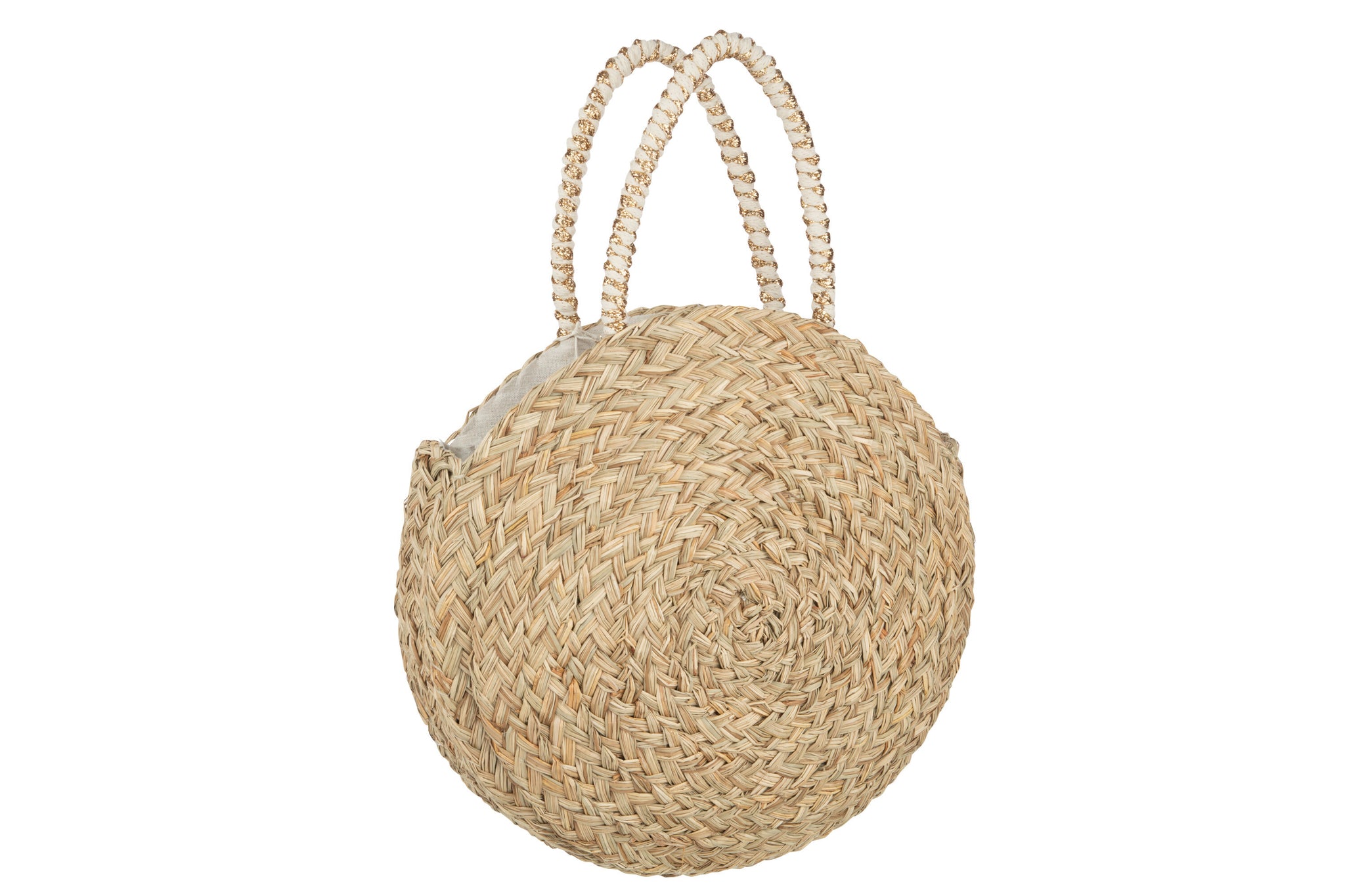 boho strandtasche rund mit spitze detail natur weiss