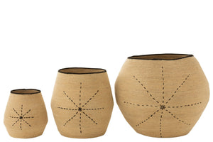 Dekokorb Natur/Schwarz (3er Set)