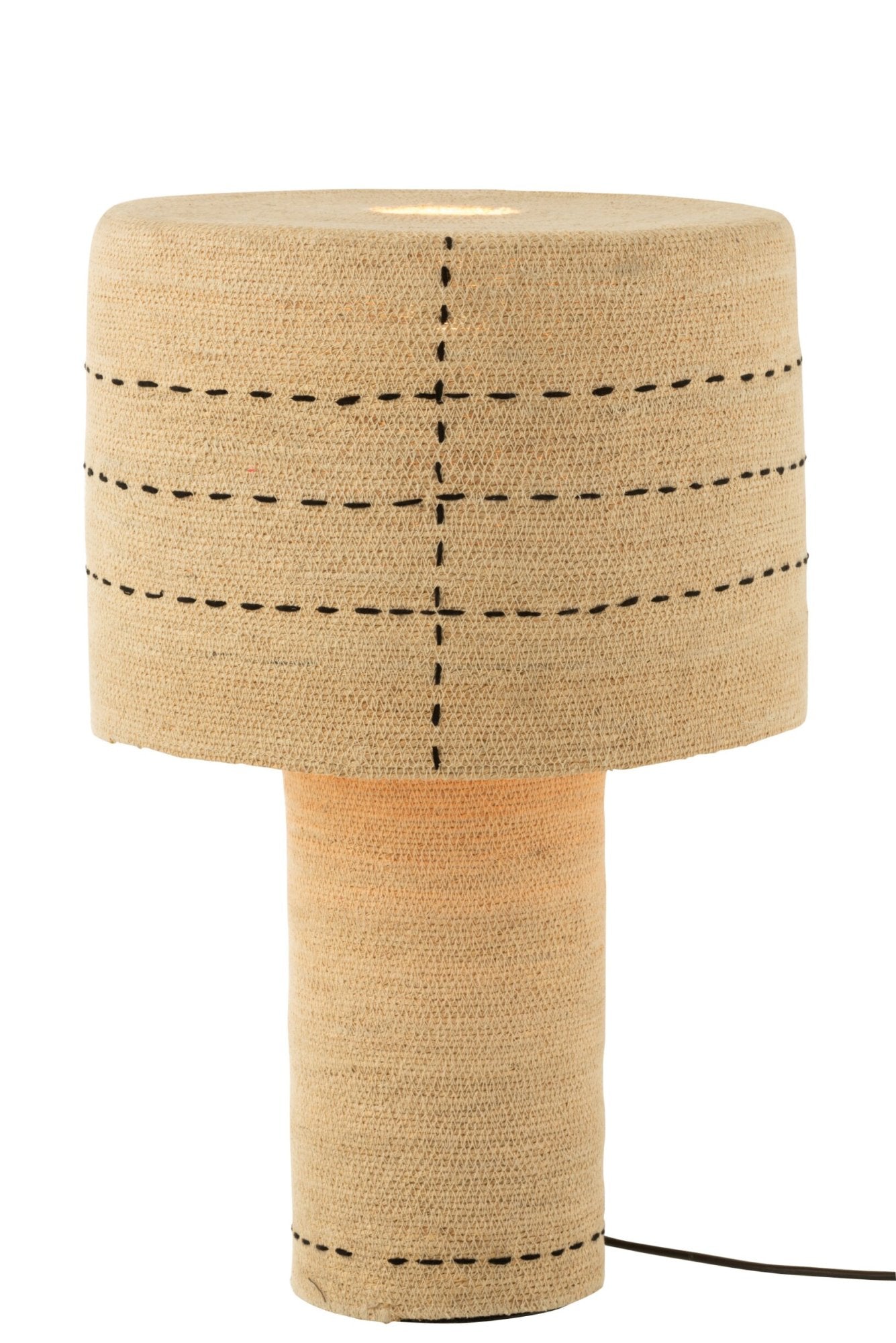 Boho Tischlampe mit geflochtenem Lampenschirm
