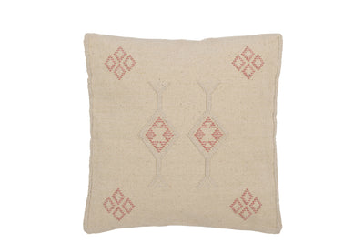 Boho-Kissen Diamonds & Arrows in Creme und Rosa