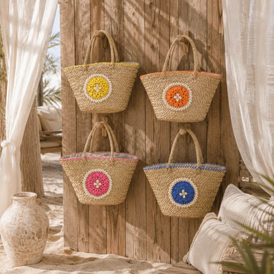 4er Set - Muschel-Tasche aus Seegras, mehrfarbig
