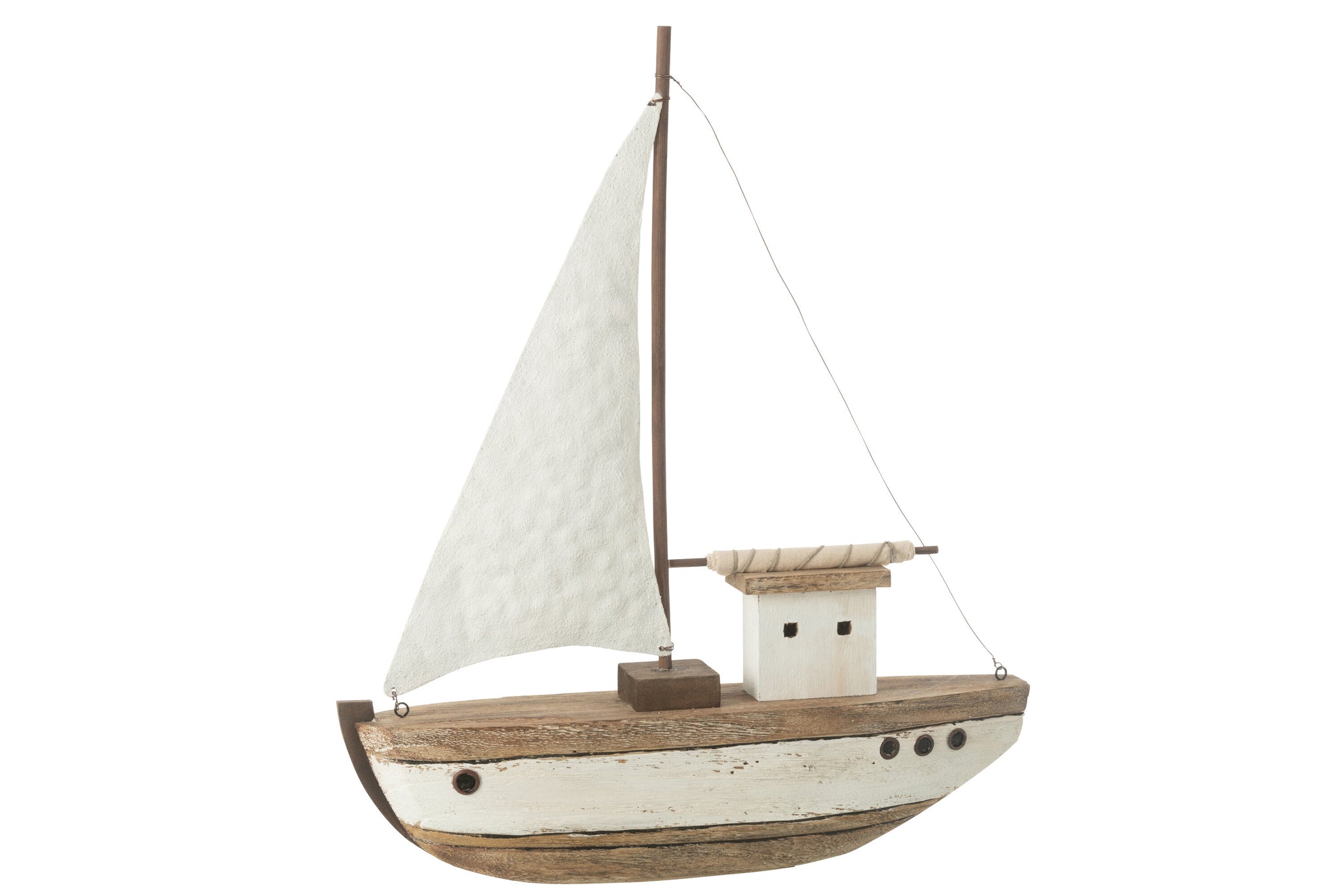 Deko Segelboot Holz natur weiß maritime Dekoration