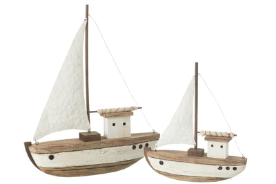 Segelboot Deko Set Holz maritim Küstenstil