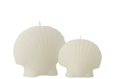 Maritime Muschelkerze Weiß