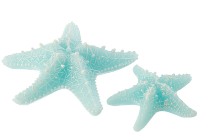 Dekorative Seestern Kerzen in Blau als maritime Tischdeko