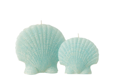 Dekorative Kerze in Muschelform in Azure Blau
