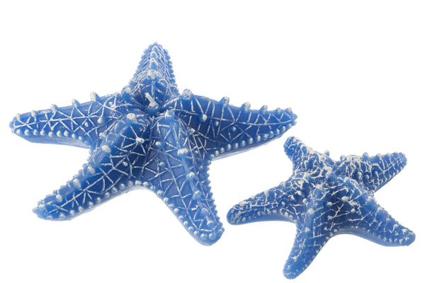 2er Set - Seestern Kerze Blau