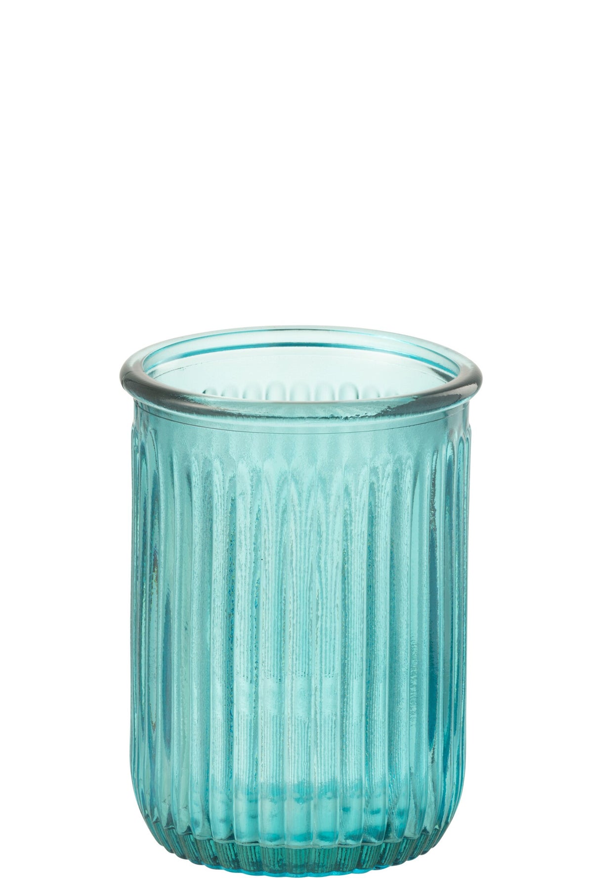 Glasvase Aqua Blau mit Streifen
