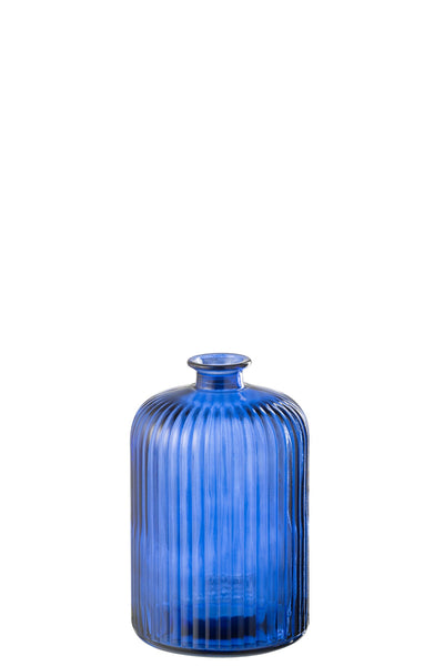 Glasvase Blau mit Streifen

