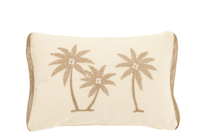 Maritimes Kissen mit Palmenmotiv in Beige