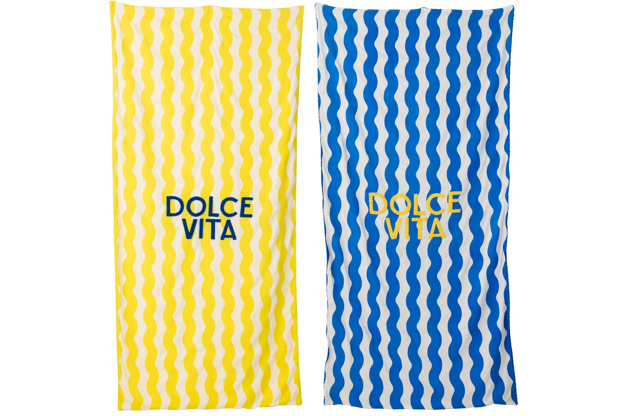 Beach Towel Dolce Vita, Terry/Cotton, Blue/Yellow, Set of 2