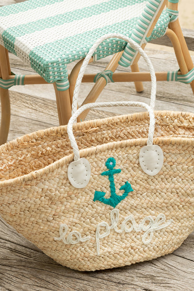 Strandtasche „La Plage“  Natur/Weiß/Azur (2er-Set)