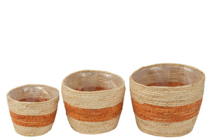 Pflanzkorbset Natur/Orange (3er Set)